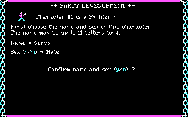 Dark Heart of Uukrul, The IBM PC/Compatibles Screenshot: Beginning character creation...