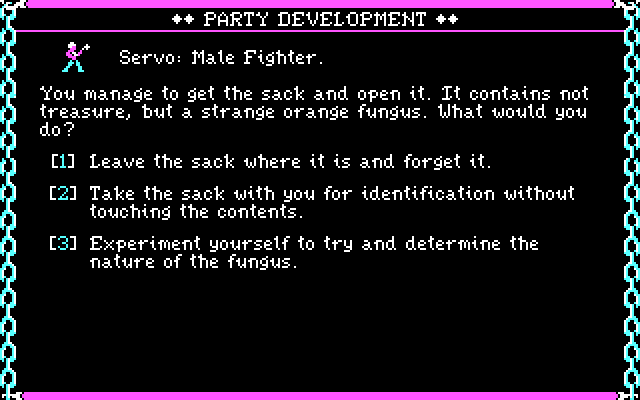 Dark Heart of Uukrul, The IBM PC/Compatibles Screenshot: One of the questions the game asks for character generation.