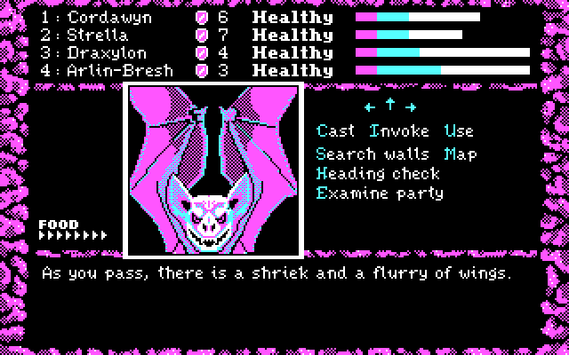 Dark Heart of Uukrul, The IBM PC/Compatibles Screenshot: About to begin battle with some bats.