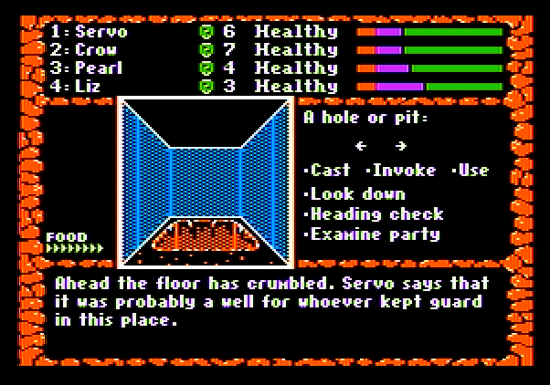 Dark Heart of Uukrul, The Apple II Screenshot: Climb down this hole?