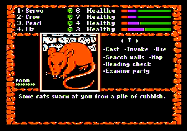 Dark Heart of Uukrul, The Apple II Screenshot: Giant rats attack!