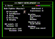 Dark Heart of Uukrul, The for Apple II - Stats for this character.