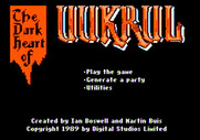 Dark Heart of Uukrul, The for Apple II - The main menu.