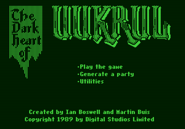 The Dark Heart of Uukrul Apple II Screenshot: The main menu.