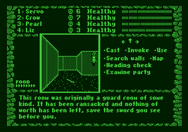 The Dark Heart of Uukrul Apple II Screenshot: What luck! A sword is on the ground!