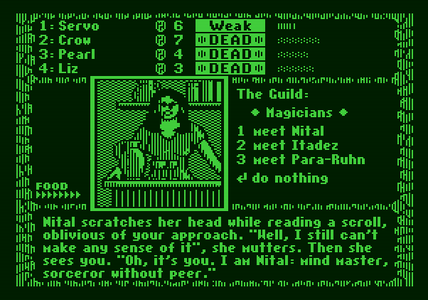 The Dark Heart of Uukrul Apple II Screenshot: Meet other characters at the guild.