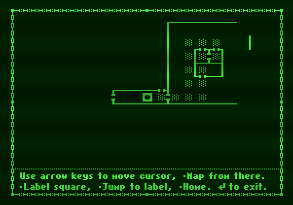 The Dark Heart of Uukrul Apple II Screenshot: The map feature.