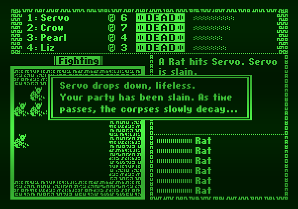 The Dark Heart of Uukrul Apple II Screenshot: My party is dead...