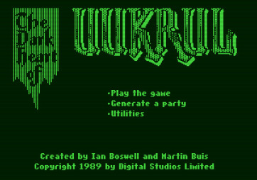 The Dark Heart of Uukrul for Apple II - The main menu.