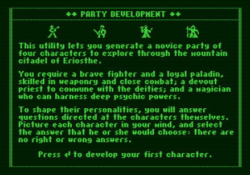 The Dark Heart of Uukrul for Apple II - Ready to create a party?