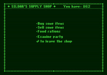 The Dark Heart of Uukrul for Apple II - Supply shop; care to buy anything?