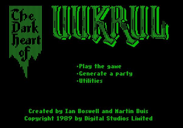 Dark Heart of Uukrul, The Apple II Screenshot: The main menu.