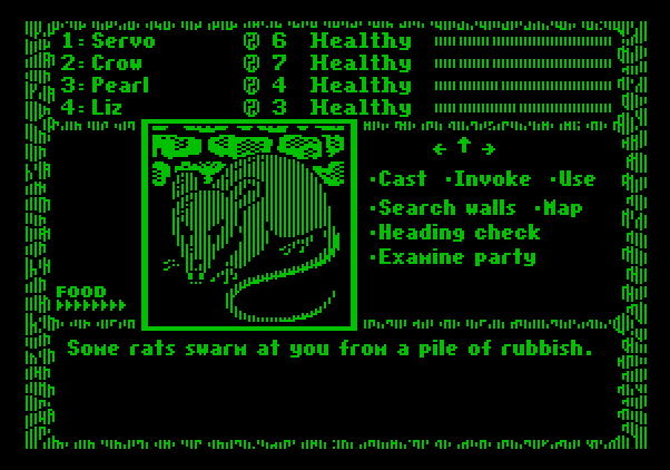 Dark Heart of Uukrul, The Apple II Screenshot: Giant rats attack!