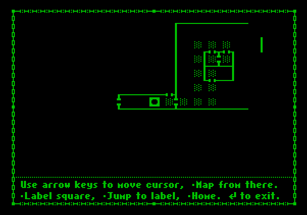 Dark Heart of Uukrul, The Apple II Screenshot: The map feature.