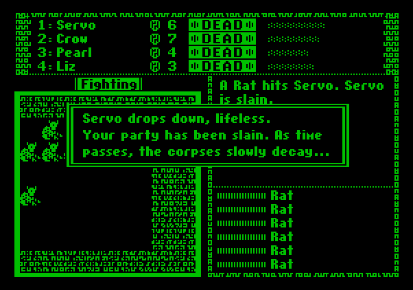 Dark Heart of Uukrul, The Apple II Screenshot: My party is dead...
