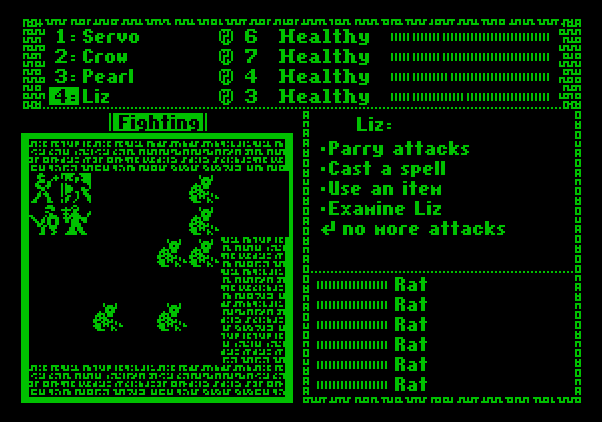 Dark Heart of Uukrul, The Apple II Screenshot: The battle screen.