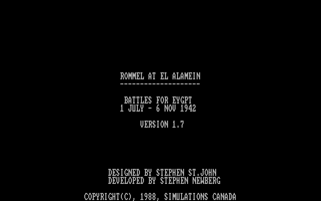 Rommel at El Alamein IBM PC/Compatibles Screenshot: Title screen.