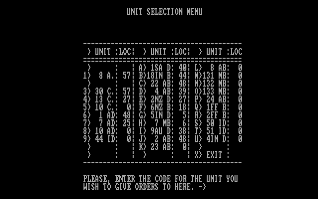 Rommel at El Alamein IBM PC/Compatibles Screenshot: Select a unit to give orders to.