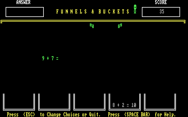 Funnels & Buckets IBM PC/Compatibles Screenshot: Can you answer this math problem?