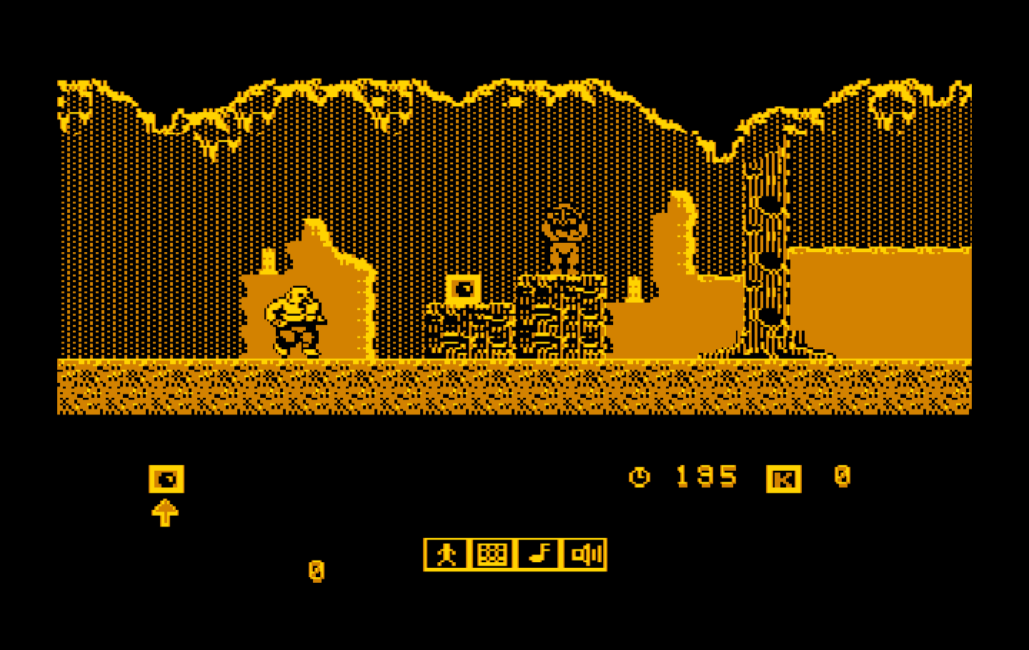 Karnov IBM PC/Compatibles Screenshot: About to enter a cavern...