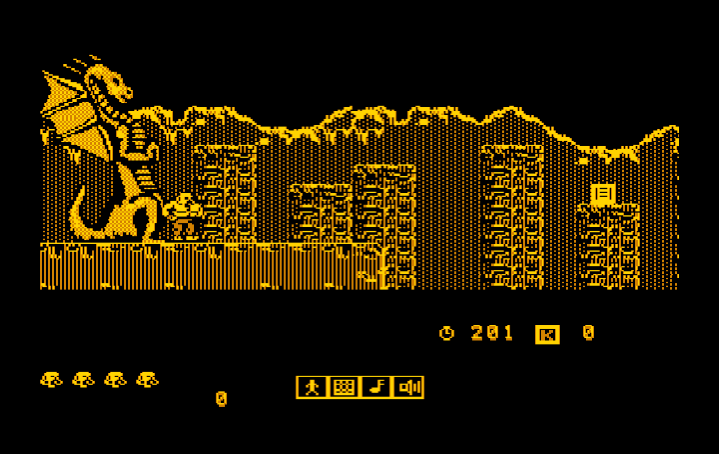Karnov IBM PC/Compatibles Screenshot: Game start.