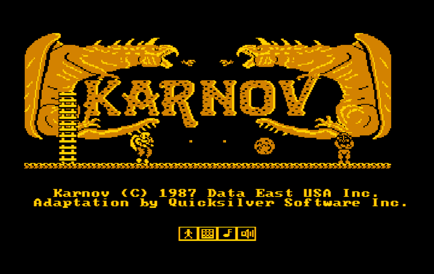 Karnov IBM PC/Compatibles Screenshot: Title screen.