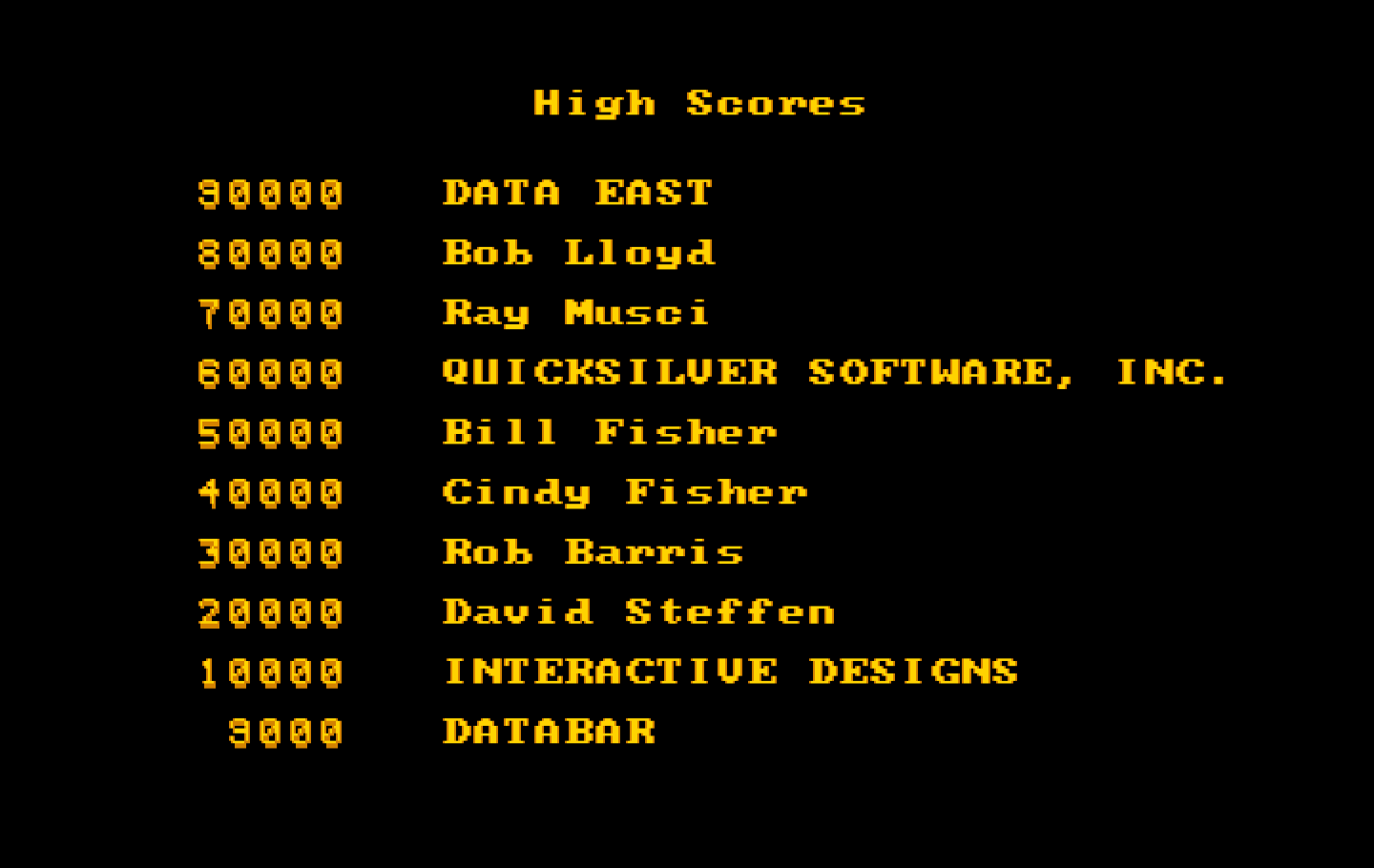 Karnov IBM PC/Compatibles Screenshot: High scores.