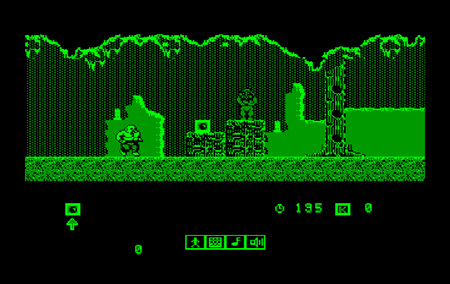 Karnov IBM PC/Compatibles Screenshot: About to enter a cavern...