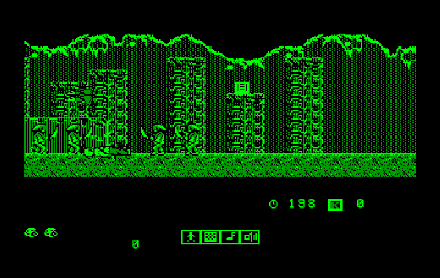 Karnov IBM PC/Compatibles Screenshot: I was caught! A life is lost and I'll need to start again.