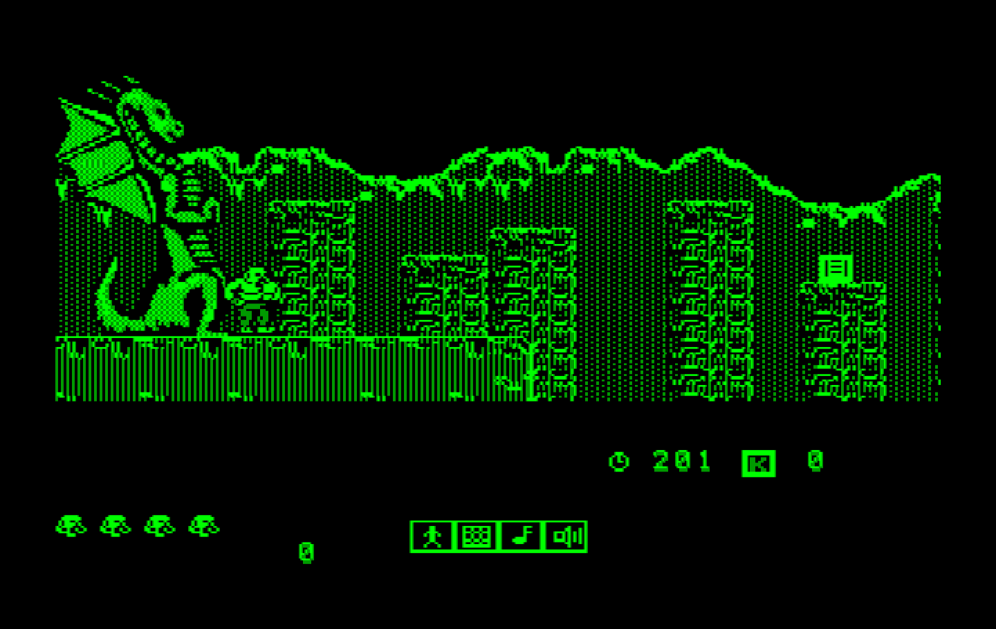 Karnov IBM PC/Compatibles Screenshot: Game start.