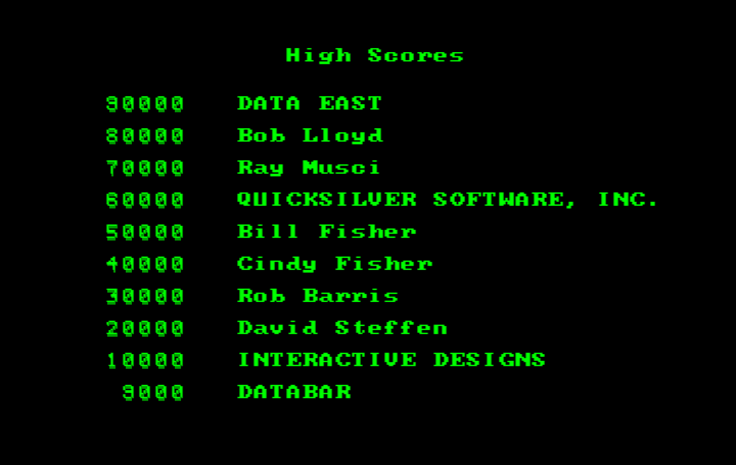 Karnov IBM PC/Compatibles Screenshot: High scores.
