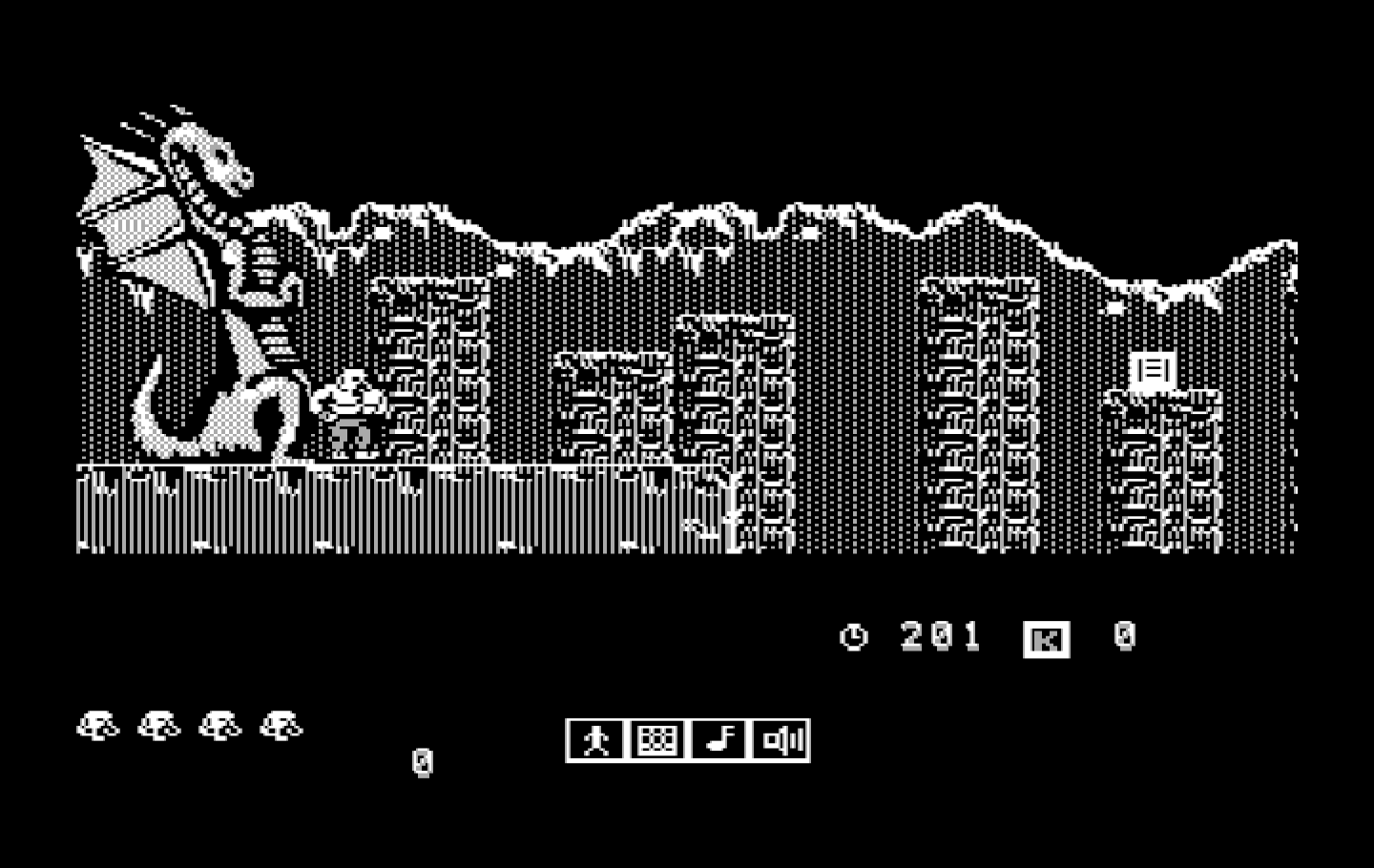 Karnov IBM PC/Compatibles Screenshot: Game start.