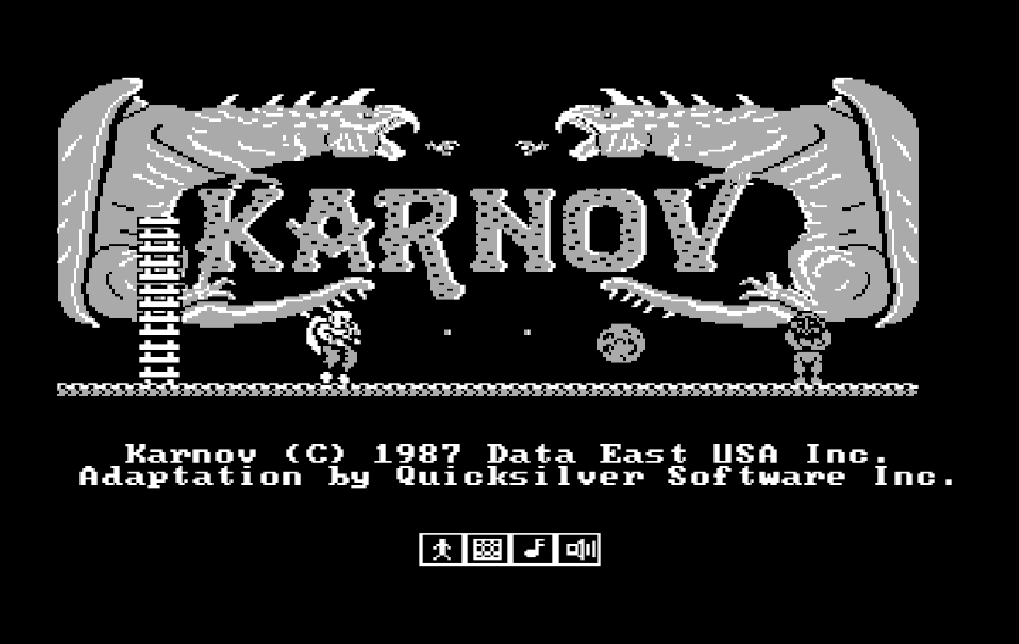 Karnov IBM PC/Compatibles Screenshot: Title screen.