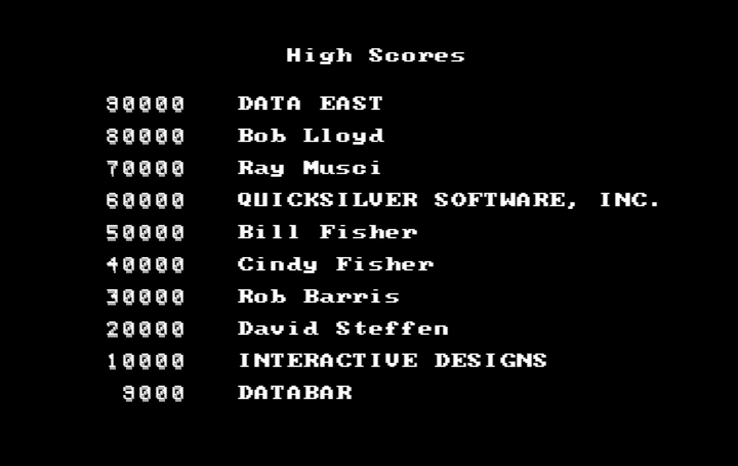 Karnov IBM PC/Compatibles Screenshot: High scores.