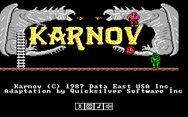 Karnov IBM PC/Compatibles Screenshot: Title screen.