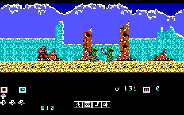 Karnov IBM PC/Compatibles Screenshot: Ninjas approaching!