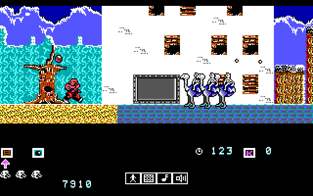 Karnov IBM PC/Compatibles Screenshot: Enemies come in all shapes and sizes.