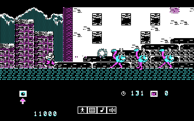 Karnov IBM PC/Compatibles Screenshot: More bird like things attack.