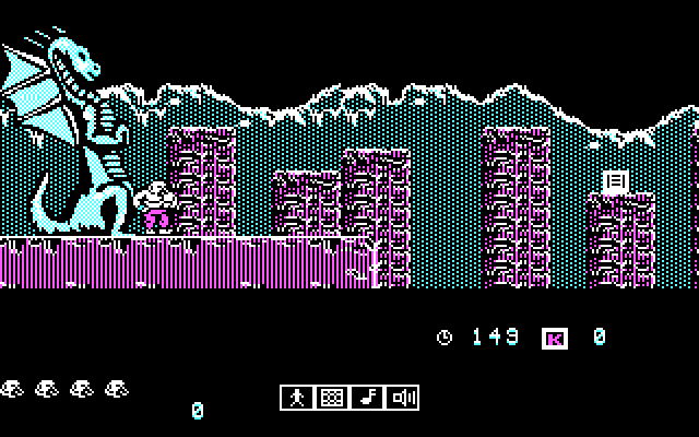 Karnov IBM PC/Compatibles Screenshot: The game begins here.