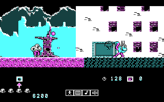 Karnov IBM PC/Compatibles Screenshot: Enemies come in all shapes and sizes.
