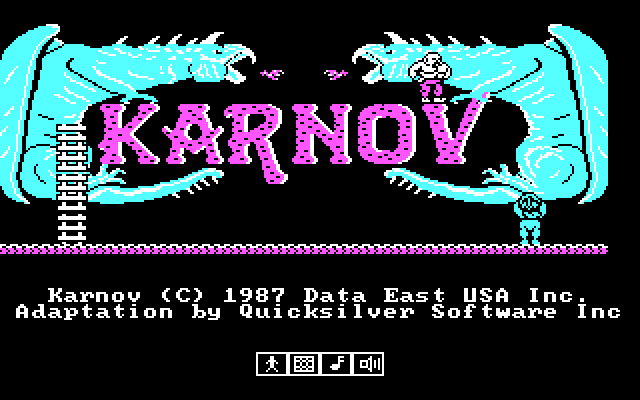 Karnov IBM PC/Compatibles Screenshot: Title screen.