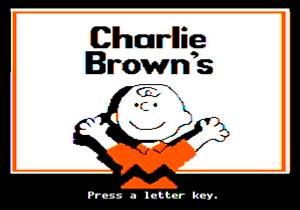 Charlie Brown's ABC's Apple II Screenshot: An animated Charlie Brown introduces the game.