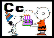 Charlie Brown's ABC's for Apple II - Snoopy blows out the candles.