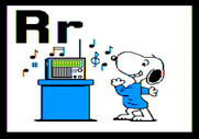 Charlie Brown's ABC's for Apple II - Snoopy dances to some music on the radio.