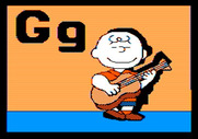 Charlie Brown's ABC's for Apple II - An animated sequence shown for the letter "G".