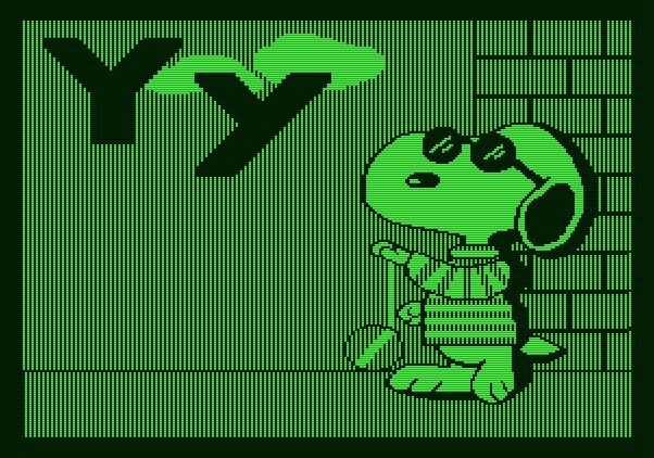 Charlie Brown's ABC's Apple II Screenshot: Snoopy demonstrates the yo-yo.