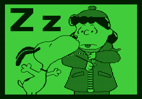 Charlie Brown's ABC's Apple II Screenshot: The zipper animation.