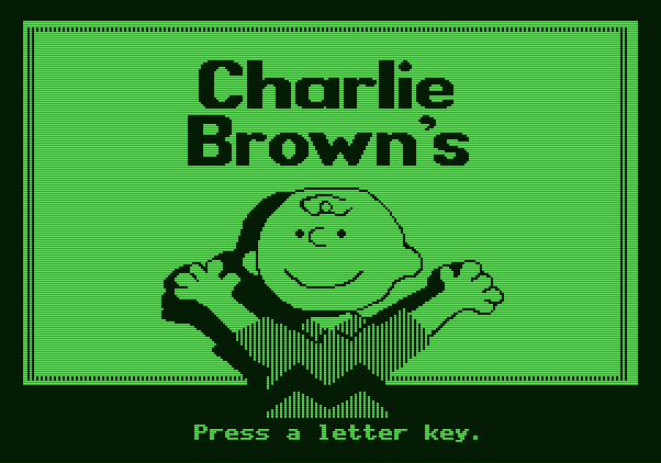 Charlie Brown's ABC's Apple II Screenshot: Charlie Brown in the animated introduction.