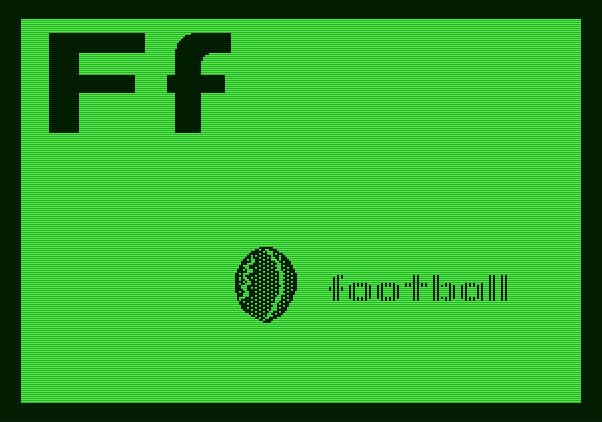 Charlie Brown's ABC's Apple II Screenshot: "F" is for football.