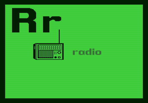 Charlie Brown's ABC's Apple II Screenshot: "R" is for radio.